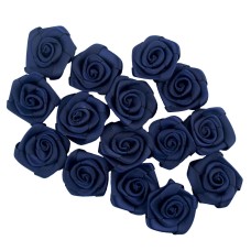 HAND® Midnight Blue Large Pretty Rose Ribbon Trims for Clothing, Accessory and Soft Furnishings Embellishment - 28 mm - Pack of 15