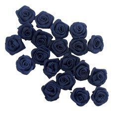 HAND® Midnight Blue Medium Pretty Rose Ribbon Trims for Clothing, Accessory and Soft Furnishings Embellishment - 21 mm - Pack of 20