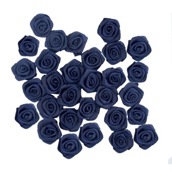 HAND® Midnight Blue Small Pretty Rose Ribbon Trims for Clothing, Accessory and Soft Furnishings Embellishment - 17 mm - Pack of 30