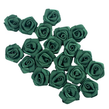HAND® Dark Green Medium Pretty Rose Ribbon Trims for Clothing, Accessory and Soft Furnishings Embellishment - 21 mm - Pack of 20