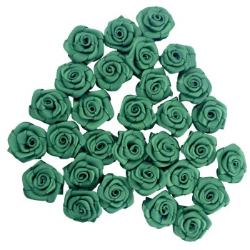 HAND® Dark Green Small Pretty Rose Ribbon Trims for Clothing, Accessory and Soft Furnishings Embellishment - 17 mm - Pack of 30