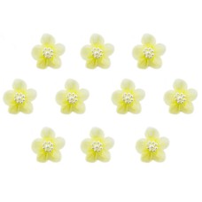 HAND® Light Yellow Organza Flower Sew On Trims with Pearl Effect Clusters - 35 mm - Pack of 20