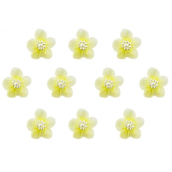 HAND® Light Yellow Organza Flower Sew On Trims with Pearl Effect Clusters - 35 mm - Pack of 20