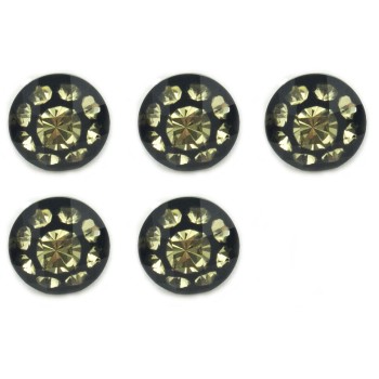 HAND® No.187 Small Black/Yellow Fashion Crystal Buttons 12 mm Diameter - Pack of 5