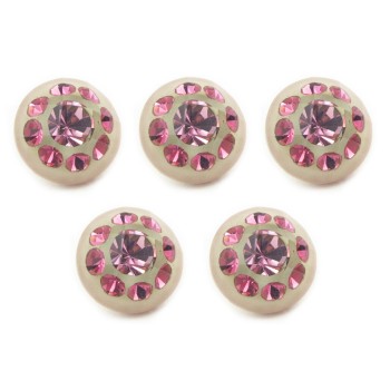 HAND® No.187 Small Pink Fashion Crystal Buttons 12 mm Diameter - Pack of 5