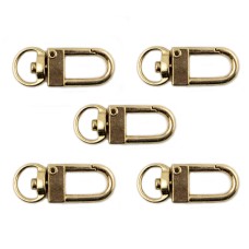 HAND® No.114 Gold Tone Metal Snap Hook Clasp and Swivel Ring for Keyrings - Pack of 5
