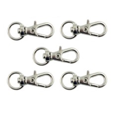 HAND® No.113 Silver Tone Metal Lobster Clasp and Swivel Ring for Keyrings - Pack of 5