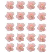 HAND® Peach Pink Pretty Shiny Mesh and Bead Cluster Flower Trims for Clothing Embellishment - Pack of 20