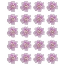 HAND® Lilac Pretty Shiny Mesh and Bead Cluster Flower Trims for Clothing Embellishment - Pack of 20