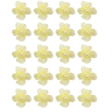 HAND® Pale Egg Yellow Pretty Shiny Mesh and Bead Cluster Flower Trims for Clothing Embellishment - Pack of 20