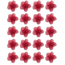 HAND® Red Pretty Shiny Mesh and Bead Cluster Flower Trims for Clothing Embellishment - Pack of 20