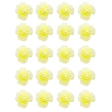 HAND® Light Yellow Pretty Shiny Mesh and Bead Cluster Flower Trims for Clothing Embellishment - Pack of 20