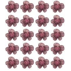HAND® Maroon and Moss Green Pretty Shiny Mesh and Bead Cluster Flower Trims for Clothing Embellishment - Pack of 20