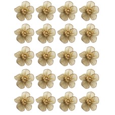 HAND® Light Brown Pretty Shiny Mesh and Bead Cluster Flower Trims for Clothing Embellishment - Pack of 20