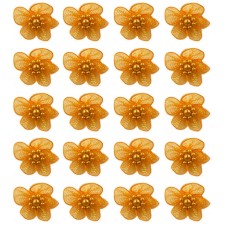 HAND® Orange Pretty Shiny Mesh and Bead Cluster Flower Trims for Clothing Embellishment - Pack of 20