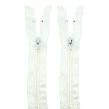 HAND® 2 PCs No.7 White Nylon Closed End Automatic Zips 65 cm L x 3 cm W