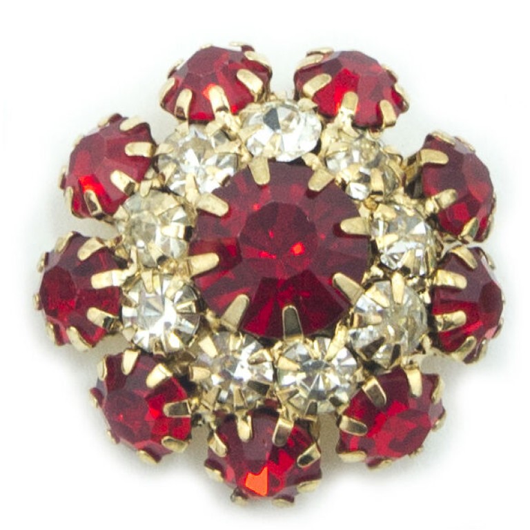 HAND® Set of 3 Pretty Red Crystal Buttons in a Metal Setting - 20 mm Diameter HAND® Set of 3 Pretty Red Crystal Buttons in a Metal Setting - 20 mm Diameter