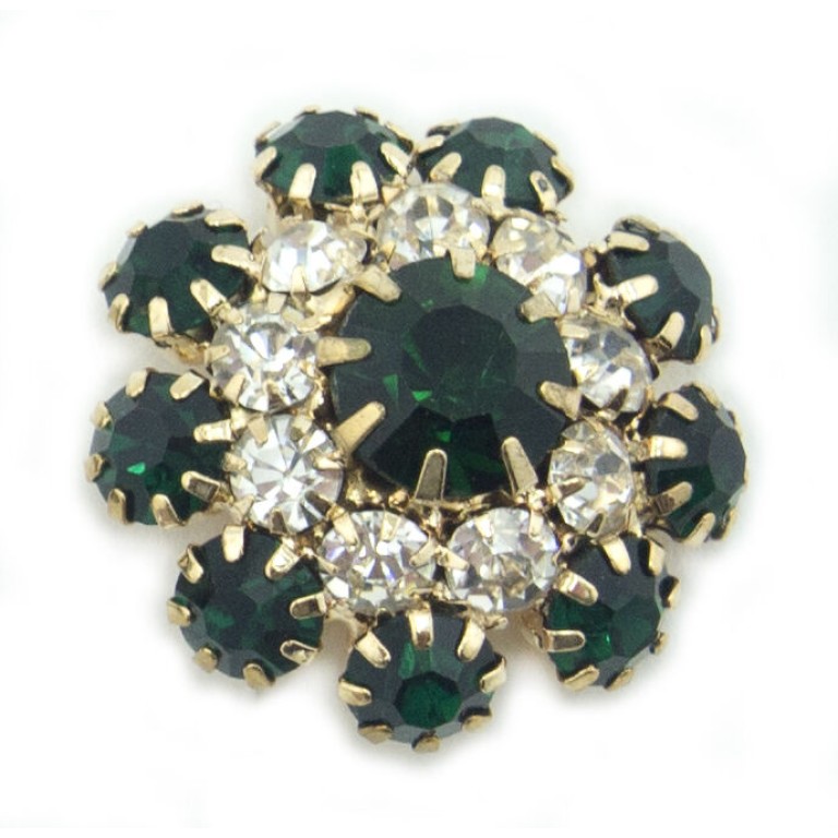 HAND® Set of 3 Pretty Emerald Green Crystal Buttons in a Metal Setting - 20 mm Diameter HAND® Set of 3 Pretty Emerald Green Crystal Buttons in a Metal Setting - 20 mm Diameter