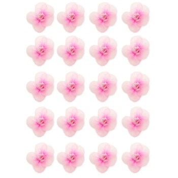 HAND® Pack of 20 Pretty Pink Organza Flower Sew On Trims with Central Multi Bead Clusters for Garment Embellishment - 30 x 30 mm