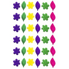 HAND® Colourful Brocade Padded Satin Flower and Leaf Applique Trims 30-60mm Pack of 40