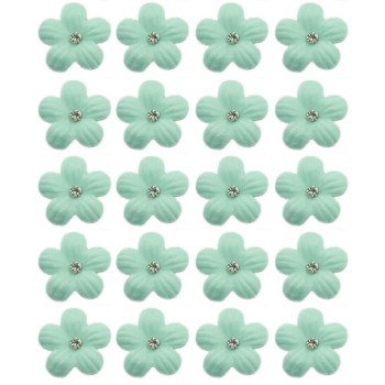 HAND® Pretty Pastel Blue Flower Trims with Crystal Beads for Decoration and Card Making 38 x 38 mm - Pack of 20
