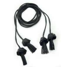 HAND® A Pair of Black PU Leatherette Cords with Flower Tassels Belts for Decorating Garments, Bags and Accessories - 164cm