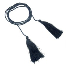 HAND® Set of 4 Dark Blue Silky Polyester Double Ends Tassels with String Cord - 127cm Long