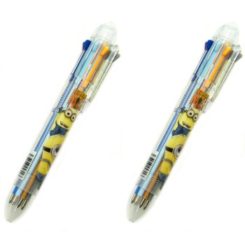 HAND® E-8088 Despicable Me Minions 8 Colours Retractable Ballpoint Biro Pen with Easy Grip - 0.5 mm Nib - Pack of 2