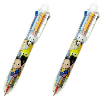 HAND® E-8088 Disney Tsum Tsum 8 Colours Retractable Ballpoint Biro Pen with Easy Grip - 0.5 mm Nib - Pack of 2