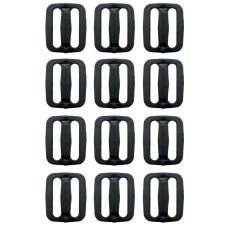 HAND® PK Webbing Black Hard Plastic Slide Rectangle Buckle 38mm Wide - Pack of 12