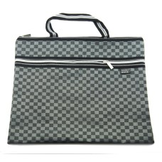 HAND® Grey Satin Chequer Pattern Heavy Duty Daily Fashion Tools Portfolio Carrying Bag with 2 Compartments - 370 x 310 mm, Fits Over A4 Size