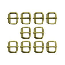 HAND® Set of 10 Antique Brass Tone Square Metal Buckles for Belts, Shoes, Boots, Bags & Accessories - 28 x 22 mm, Takes a Strap up to 23 mm Wide