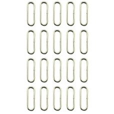 HAND® Pack of 20 Silver Tone Metal Oval Loop Rings for Webbing, Ribbon, Bags, Purses, Fabric Straps, Crafts - 29 x 10 mm, Takes a Strap up to 25 mm Wide