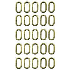 HAND® Pack of 25 Antique Brass Tone Metal Oval Loop Rings for Webbing, Ribbon, Bags, Purses, Fabric Straps, Crafts - 17 x 10 mm, Takes a Strap up to 15 mm Wide