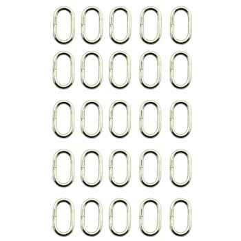 HAND® No.13 25 Pcs Silver Tone Metal Oval Loop Rings for Webbing, Ribbon, Bags, Purses, Fabric Straps, Crafts - 17 x 10 mm, Takes a Strap up to 14 mm Wide