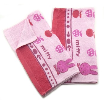 HAND® 2014 Pink Miffy Strawberry Apple Print Super Soft 100% Cotton Kids Hand Towels - 72 x 30 cm - Set of 2