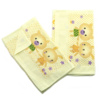 HAND® 0581 Cream Happy Baby Bear and Rabbit 100% Cotton Large Face Cloths - 48 x 26 cm