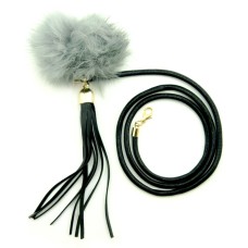 HAND® Pretty Grey Pompom and Leatherette Tassel Thong Loop for Garment, Hat, Bag and Accessory Decoration - Perfect As Necklace