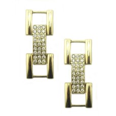 No.9370 Pretty Gold Tone and White Crystal Long Square Buckles for Shoes, Belts, Bags, Bracelets & Accessories - 54 mm - Set of 2