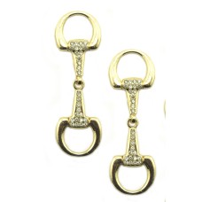 No. 1463 Pretty Gold Tone and White Crystal Equestrian Buckles for Shoes, Belts, Bags, Bracelets & Accessories - 70 mm - Set of 2