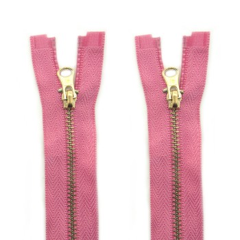 HAND® 2 Pieces Pink No.3 Brass Open Ended Metal Zipper 60cmL x 27mmW HAND® 2 Pieces Pink No.3 Brass Open Ended Metal Zipper 60cmL x 27mmW
