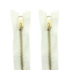 HAND® 2 Pieces White No.5 Brass Open Ended Metal Zipper 70cmL x 30 mmW