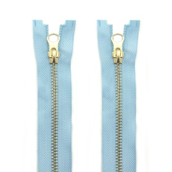 HAND® 2 Pieces Chalk Blue No.5 Brass Open Ended Metal Zipper 70cmL x 30 mmW