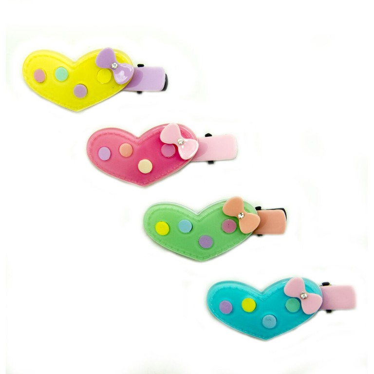 HAND® 2 Pairs of No.1 Heart Pretty Pastel Colour Girls Hairclip Barrettes - 50 x 20 mm HAND® 2 Pairs of No.1 Heart Pretty Pastel Colour Girls Hairclip Barrettes - 50 x 20 mm