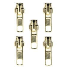 HAND® No 5 Automatic Standard Zip Pulls Head Slider Gold Tone - Set of 5