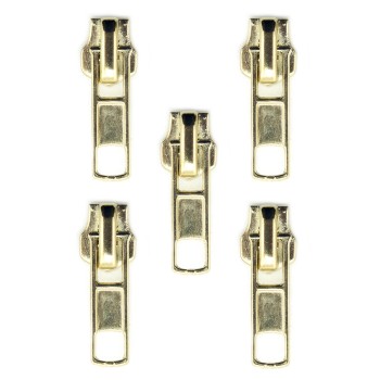 HAND® No 5 Automatic Standard Zip Pulls Head Slider Gold Tone - Set of 5
