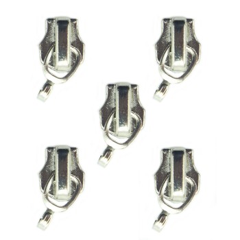 HAND® No 5 Zip Head Slider without Pull Silver Tone - Set of 5