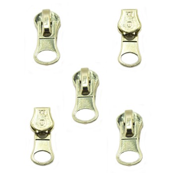HAND® No 5 Zip Pull with Head Slider Gold Tone - Set of 5