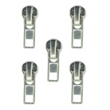 HAND® No 3 Automatic Standard Zip Pulls Head Slider Silver Tone - Set of 5