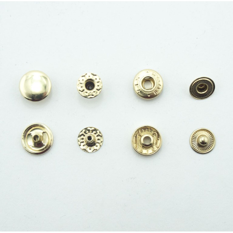 HAND® XJ633TK Light Brass Tone 4part Plain Flat Top Press Stud